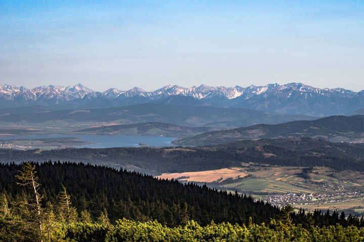Pilsko widok na Tatry, panorama Tatr